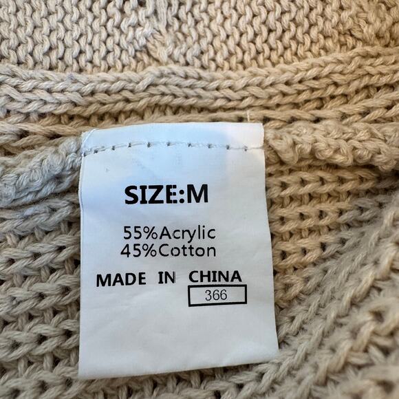 Dokotoo Tan Cozy Cable Knit Crewneck Pullover Sweater Vest Medium-Preppy - Picture 6 of 7